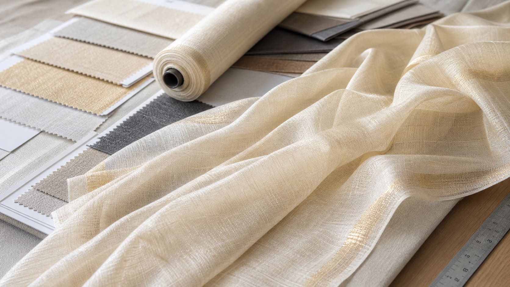Lightweight chanderi-style woven fabric and swatches for wholesale buying guidance